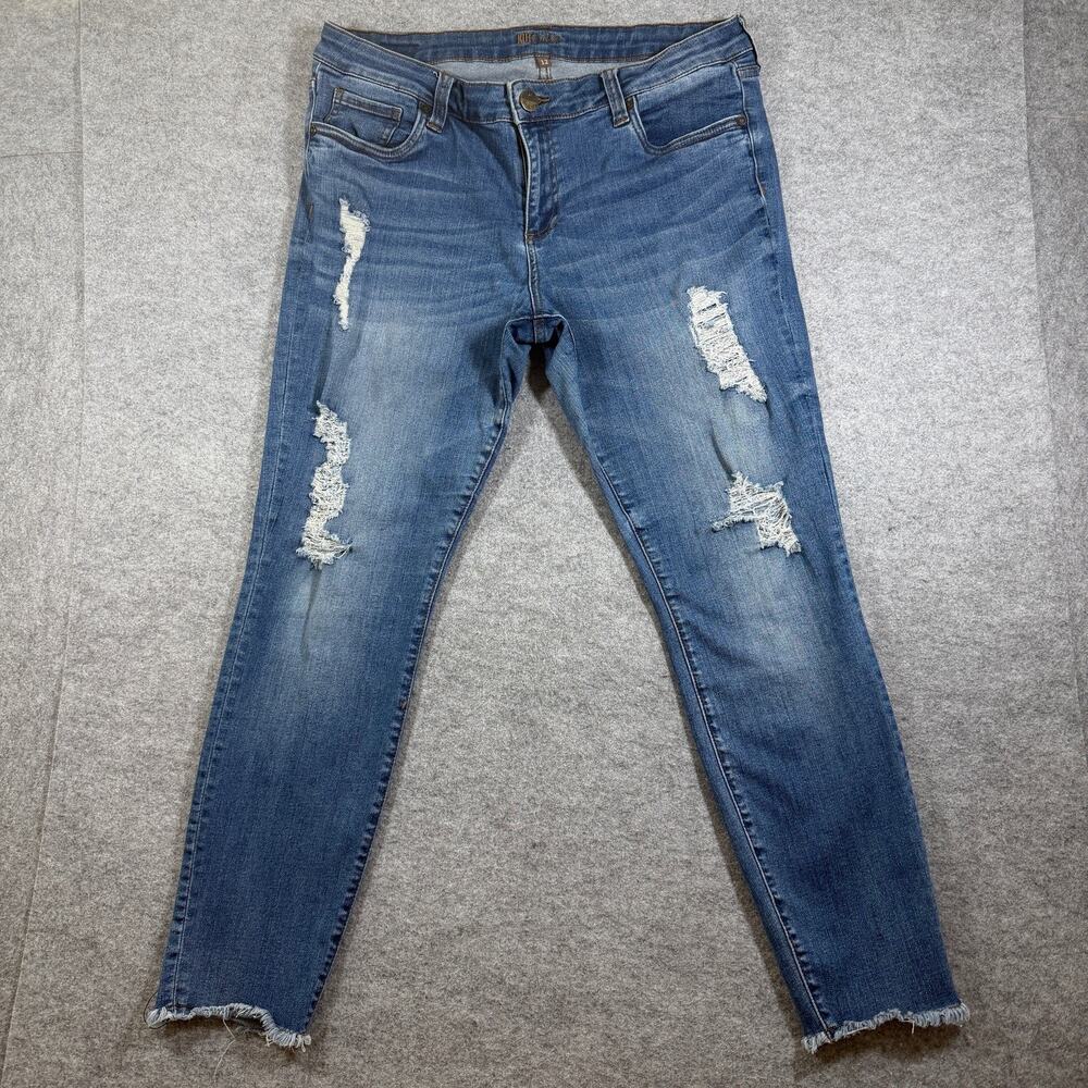 Kut From The Kloth Diana Skinny Jeans Womens 12 Blue Wash Distressed Stretch